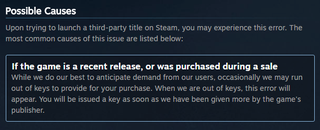 From Steam’s support page regarding failures to contact the Key Server.